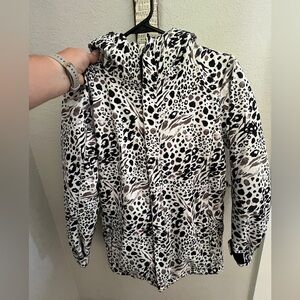 686 Six Eight Six Big Girl Lily Ski Winter Jacket Size L Animal Print Hooded
